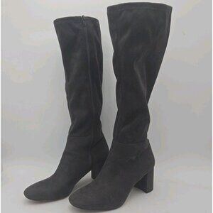 Ann Taylor Gray Grey Faux Suede Camden Knee High Block Heel Boots 10 M Womens Ta
